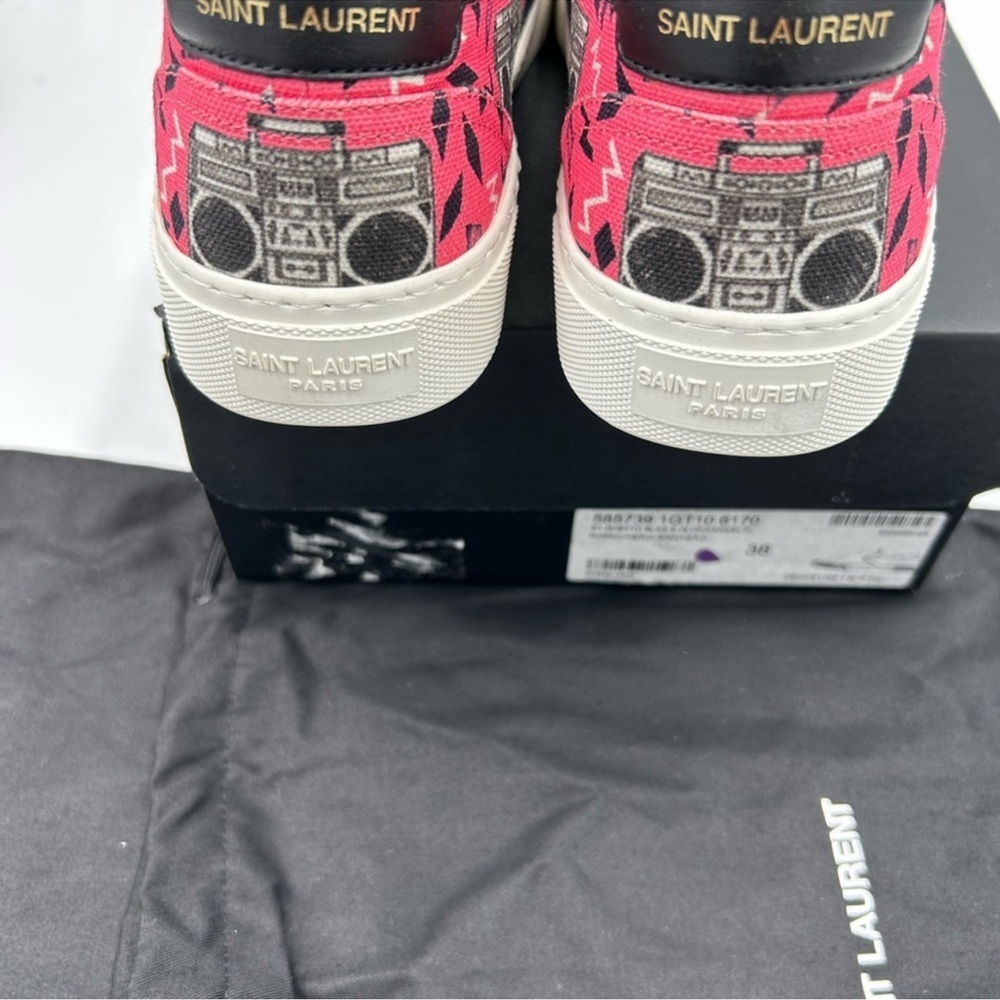 Women’s Saint Laurent Venice radio print slip on sneakers size 38 made in Italy - Picture 9 of 11